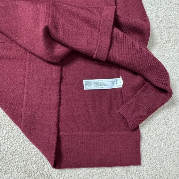 Eileen Fisher Sweater Dress Burgundy 100% Merino Wool Asymmetrical Long Sleeve - Picture 15 of 16